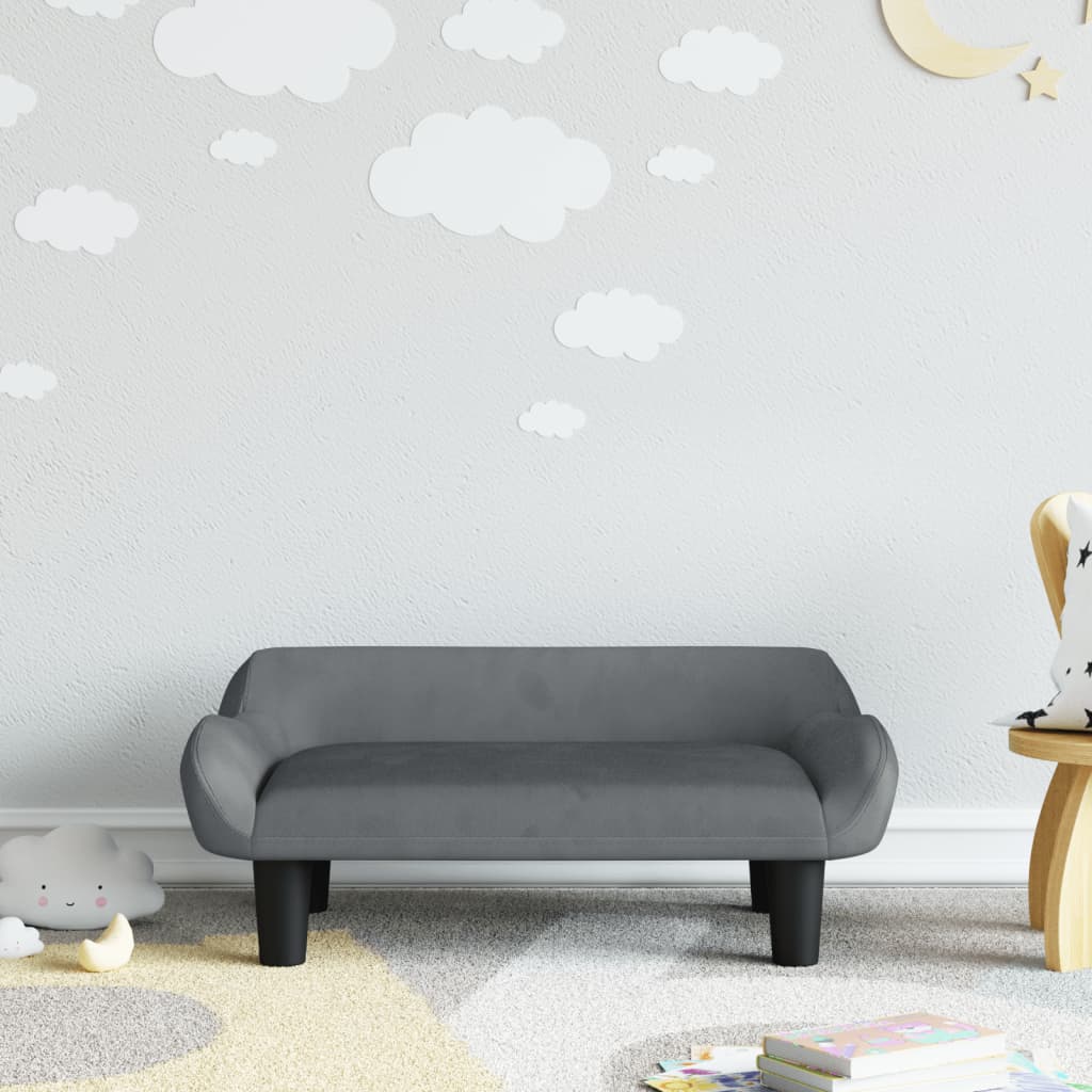 Divano per Bambini Grigio Scuro 70x40x24 cm in Velluto
