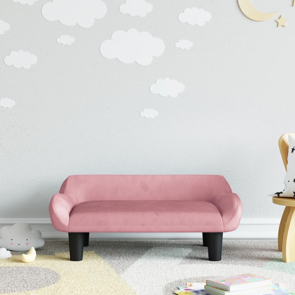 Divano per Bambini Rosa 70x40x24 cm in Velluto