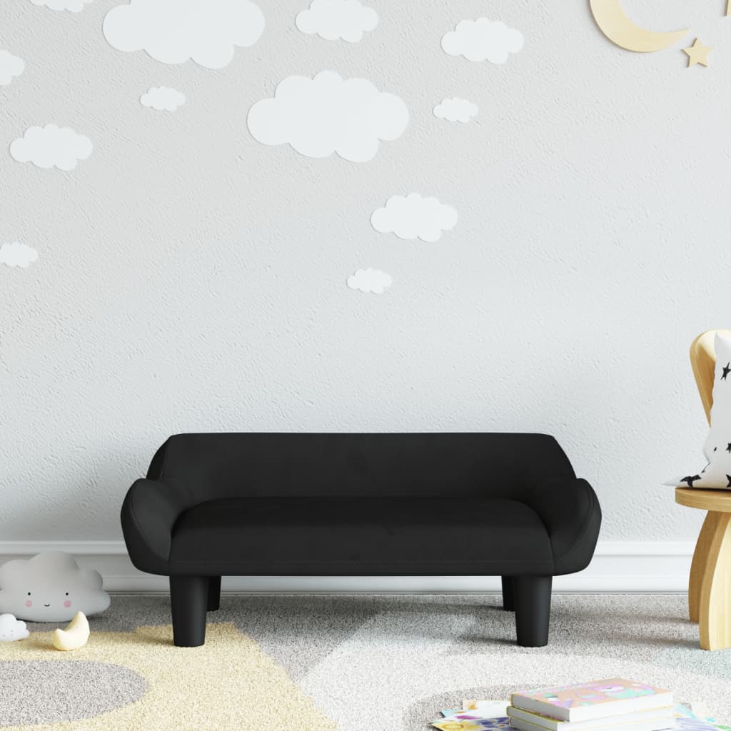 Divano per Bambini Nero 70x40x24 cm in Velluto