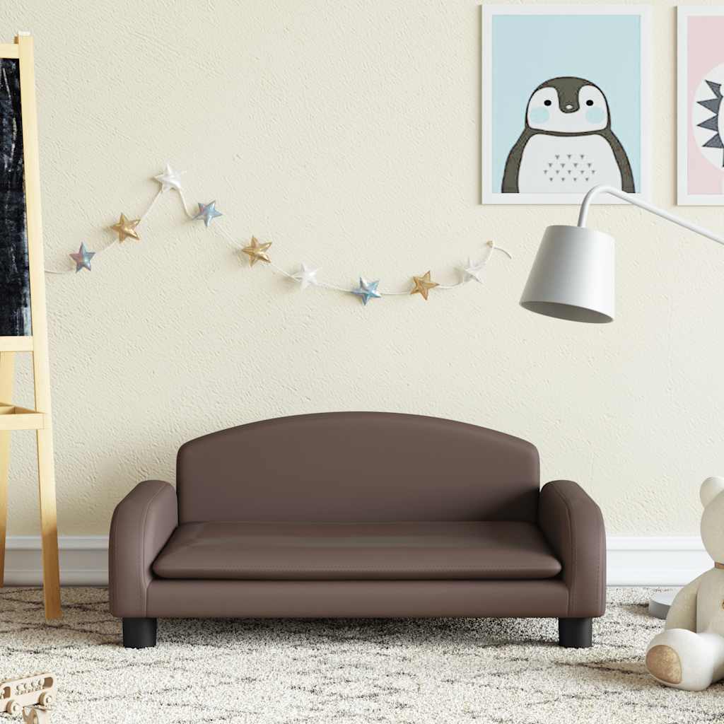 Divano per Bambini Marrone 70x45x30 cm in Similpelle