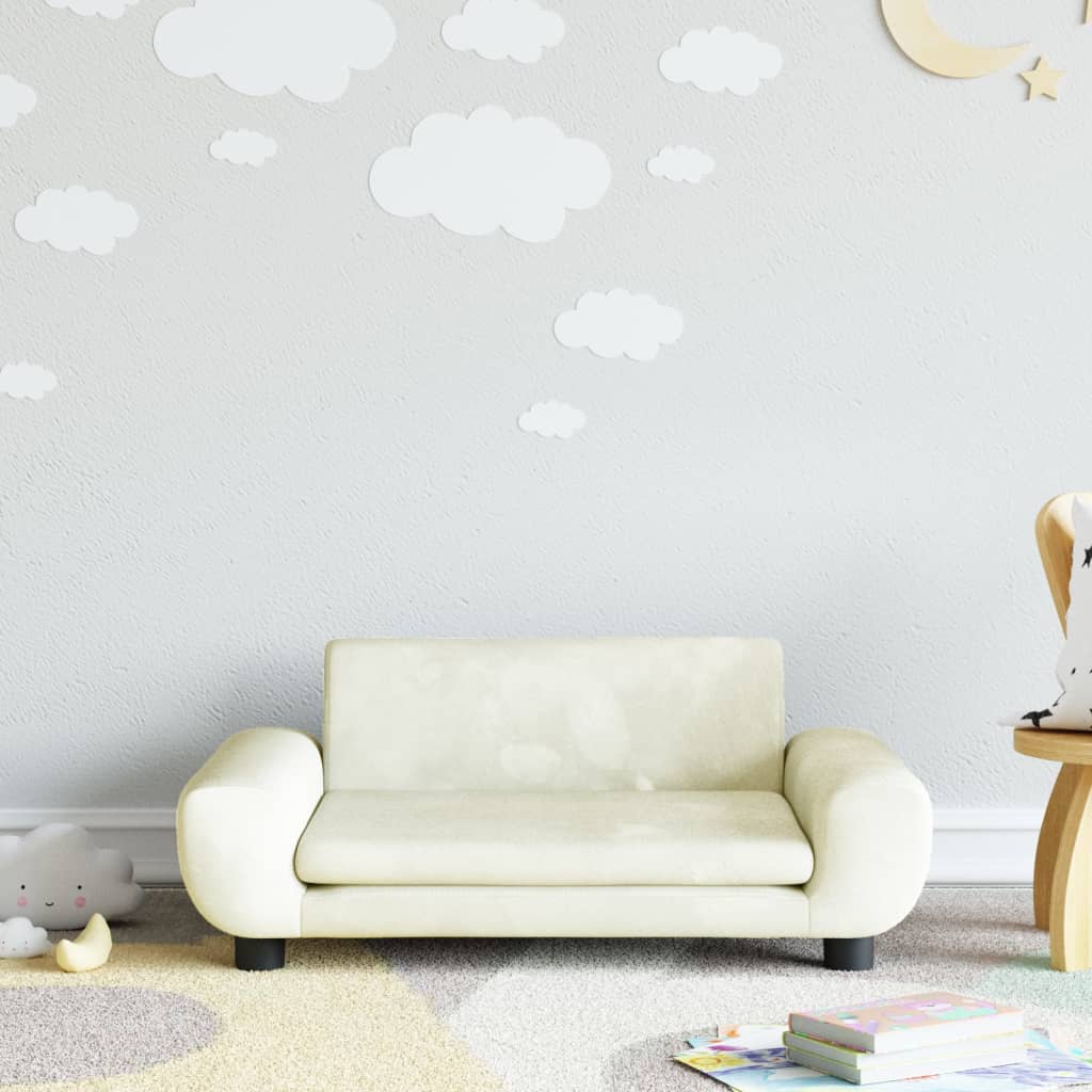 Divano per Bambini Crema 70x45x33 cm in Velluto