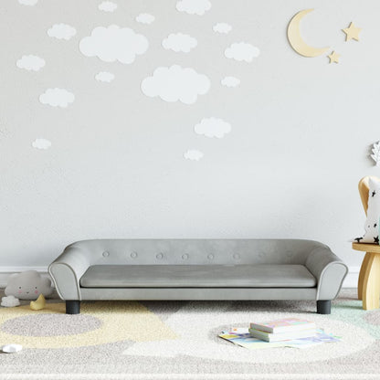 Divano per Bambini Grigio Chiaro 100x50x26 cm in Velluto