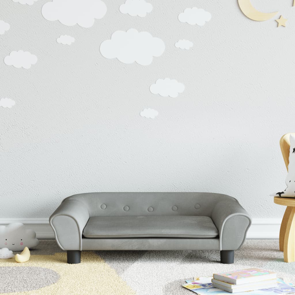 Divano per Bambini Grigio Chiaro 70x45x26 cm in Velluto