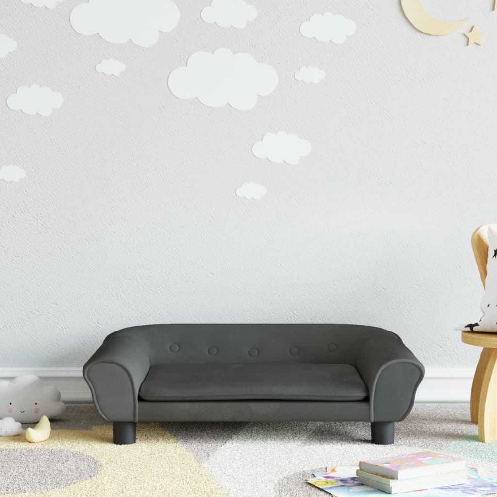 Divano per Bambini Grigio Scuro 70x45x26 cm in Velluto