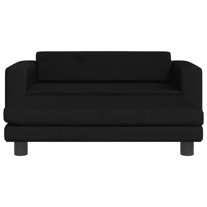 Divano per Bambini con Poggiapiedi Nero 100x50x30 cm in Velluto