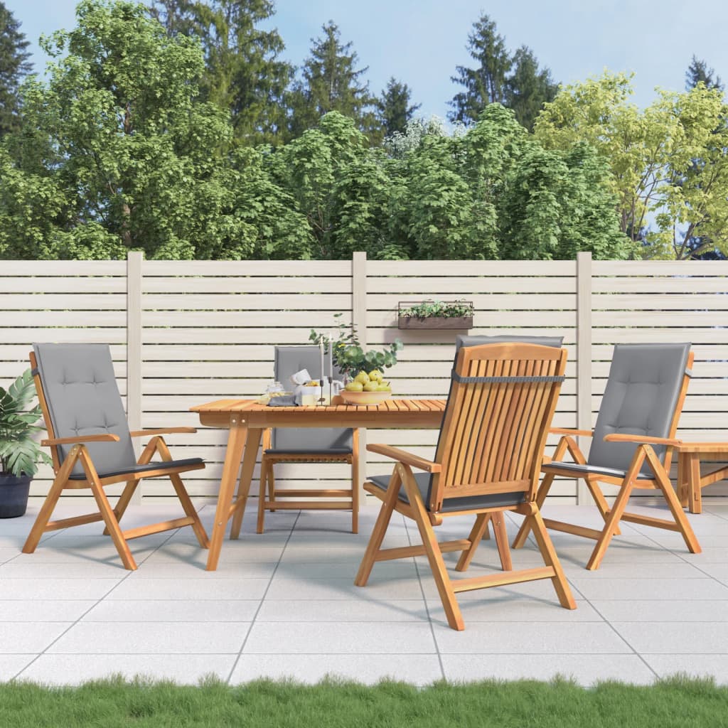 Sedie da Giardino Reclinabili con Cuscini 4 pz in Legno di Teak