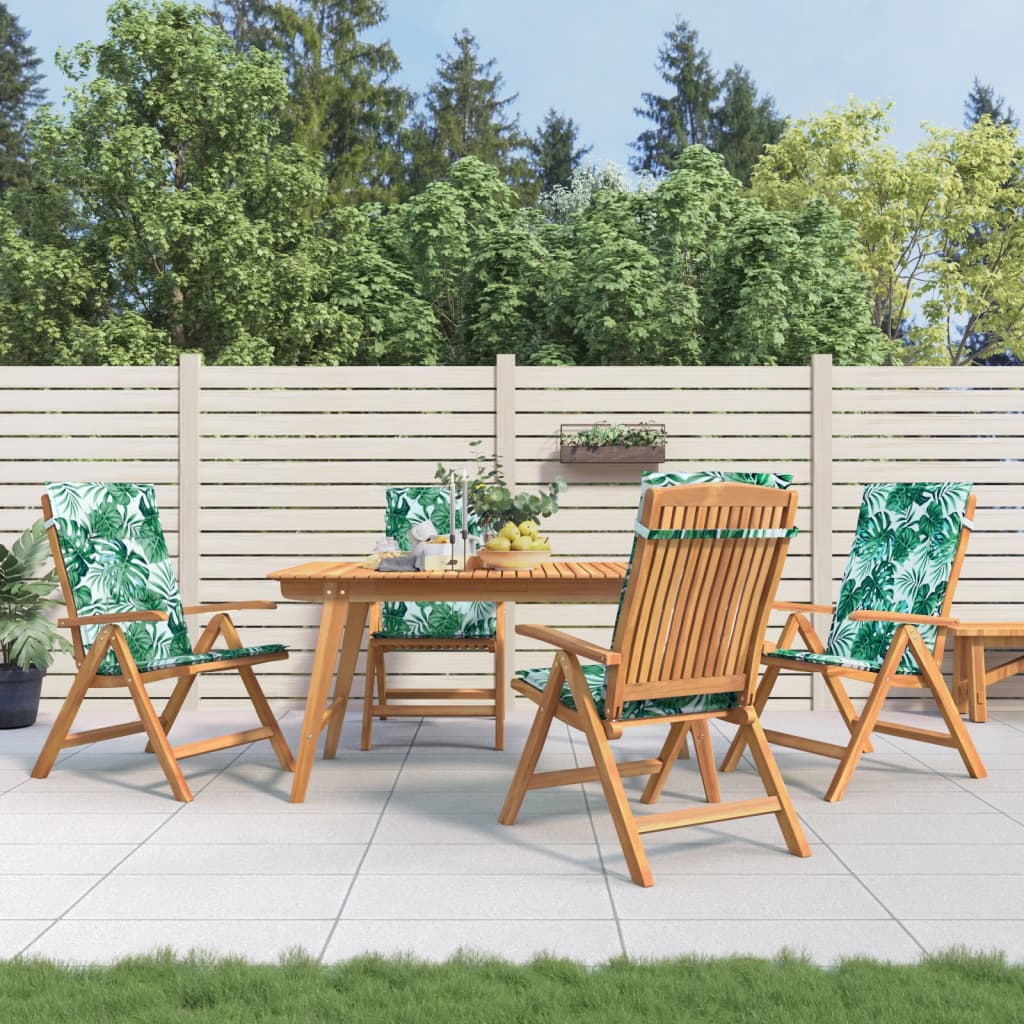 Sedie da Giardino Reclinabili con Cuscini 4 pz in Legno di Teak