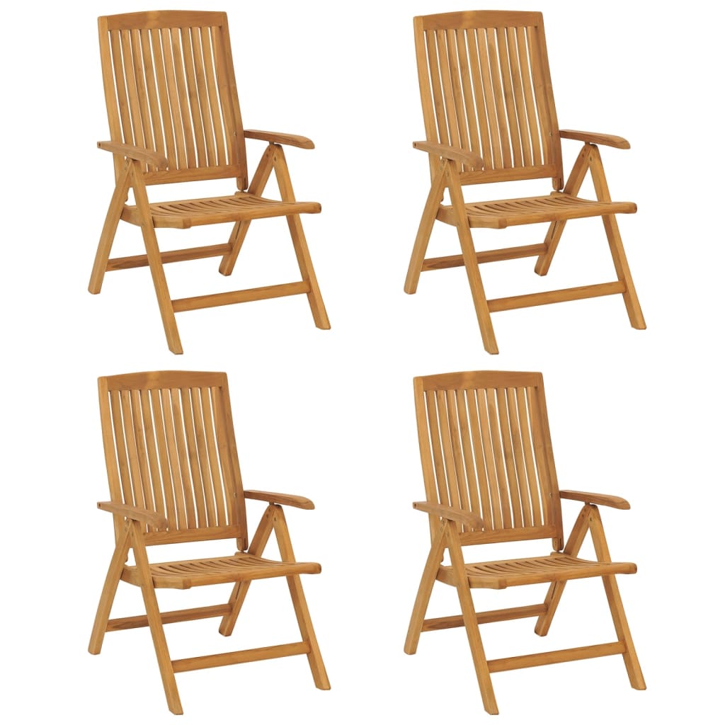 Sedie da Giardino Reclinabili con Cuscini 4 pz in Legno di Teak