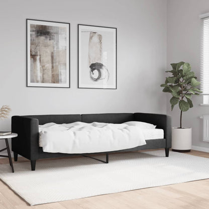 Divano Letto con Materasso Nero 80x200 cm in Tessuto