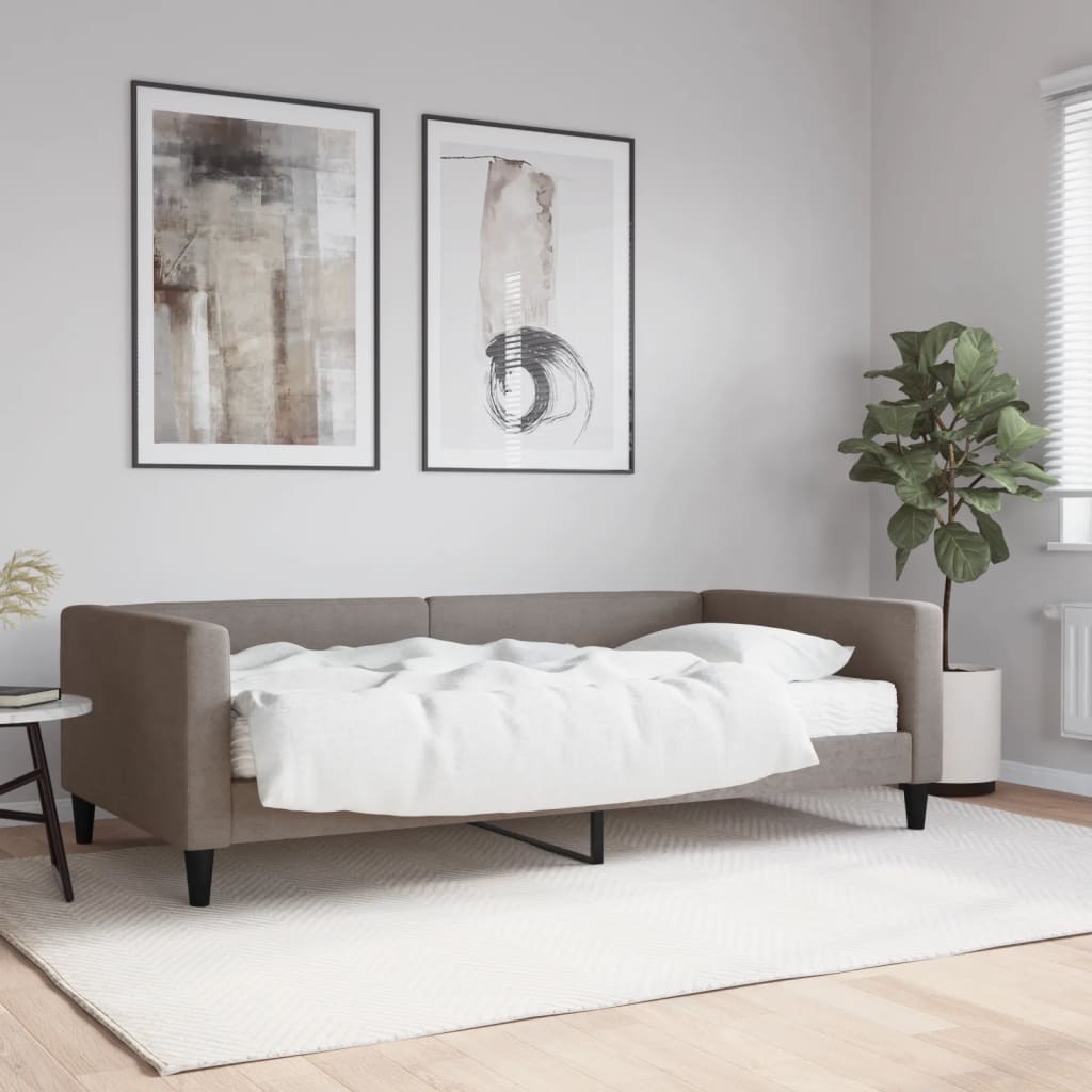 Divano Letto con Materasso Tortora 100x200 cm in Tessuto