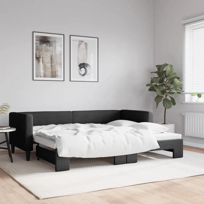 Divano Letto con Letto Estraibile Nero 80x200 Tessuto