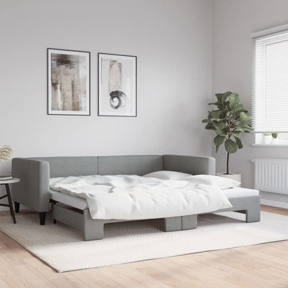 Divano Letto con Letto Estraibile Grigio Chiaro 100x200 Tessuto