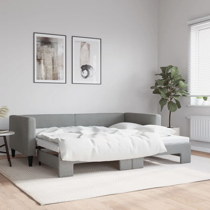 Divano Letto con Letto Estraibile Grigio Chiaro 90x190 Tessuto