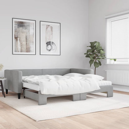 Divano Letto Estraibile Materassi Grigio Chiaro 100x200 Tessuto