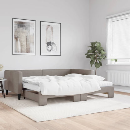 Divano Letto Estraibile con Materassi Tortora 100x200cm Tessuto