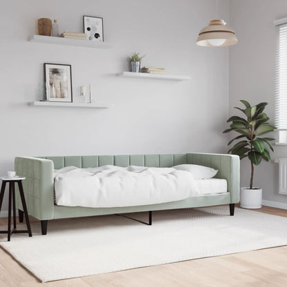Divano Letto con Materasso Grigio Chiaro 80x200 cm in Velluto