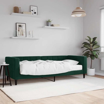 Divano Letto con Materasso Verde Scuro 80x200 cm in Velluto