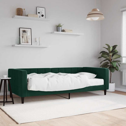 Divano Letto con Materasso Verde Scuro 90x200 cm in Velluto