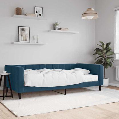 Divano Letto con Materasso Blu 100x200 cm in Velluto
