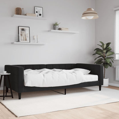 Divano Letto con Materasso Nero 100x200 cm in Velluto