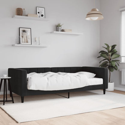 Divano Letto con Materasso Nero 90x190 cm in Velluto