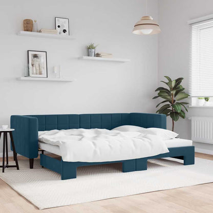 Divano Letto con Letto Estraibile Blu 80x200 cm in Velluto