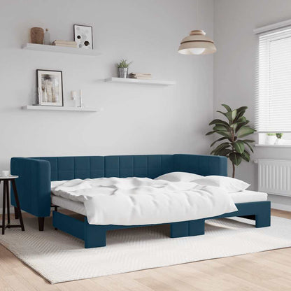 Divano Letto con Letto Estraibile Blu 90x200 cm in Velluto