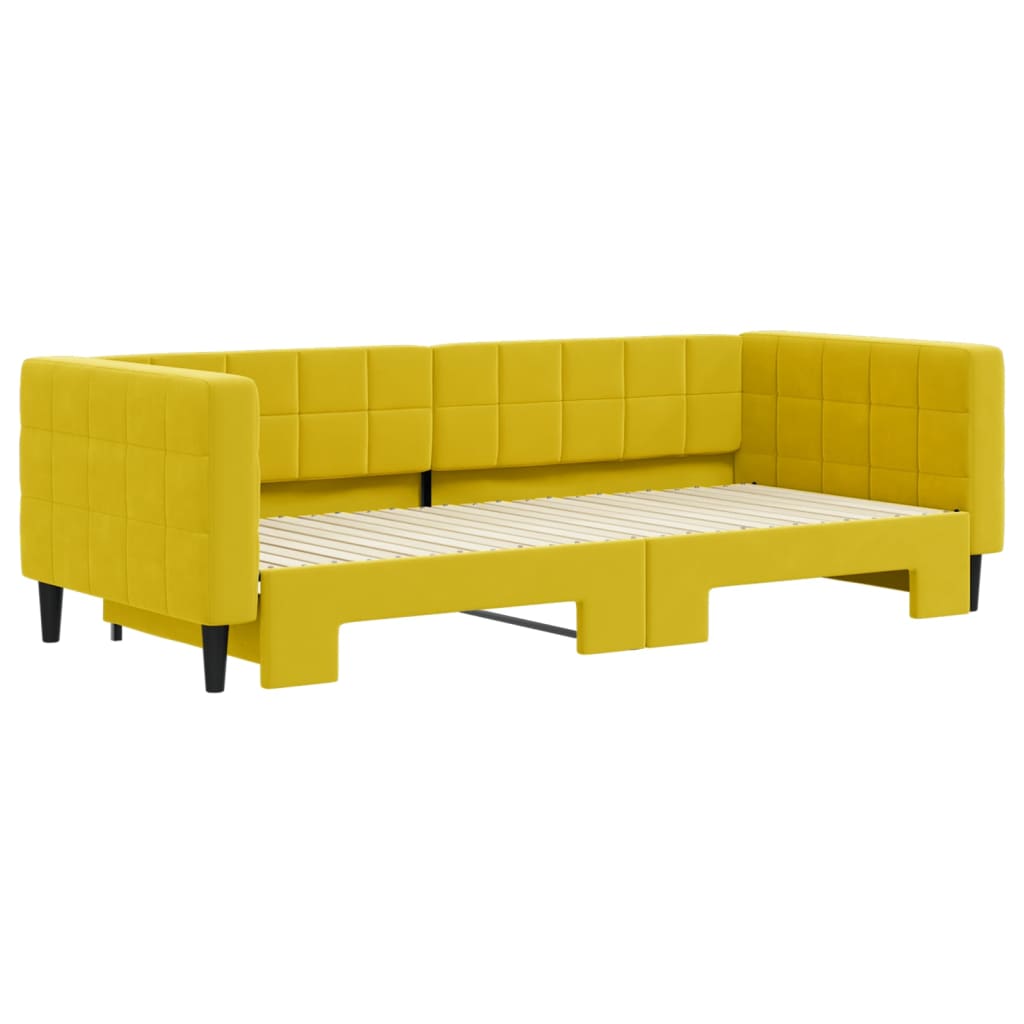 Divano Letto con Letto Estraibile Giallo 90x200 cm in Velluto