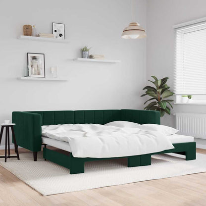 Divano Letto con Letto Estraibile Verde Scuro 100x200cm Velluto