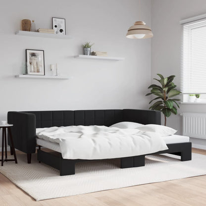 Divano Letto con Letto Estraibile Nero 90x190 cm in Velluto