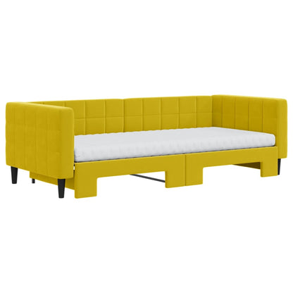 Divano Letto Estraibile con Materassi Giallo 90x200 cm Velluto