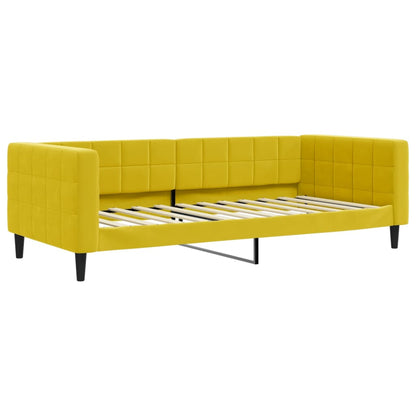 Divano Letto Estraibile con Materassi Giallo 90x200 cm Velluto