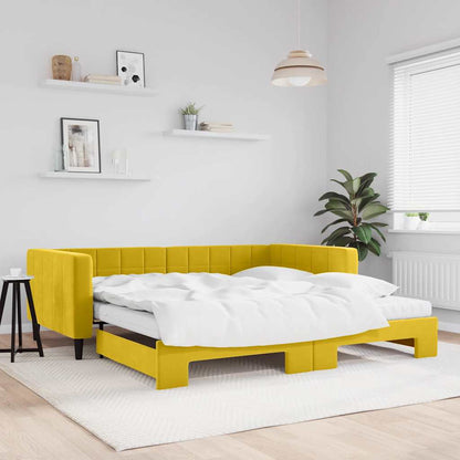 Divano Letto Estraibile con Materassi Giallo 100x200 cm Velluto