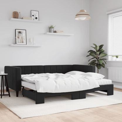Divano Letto Estraibile con Materassi Nero 90x190 cm Velluto