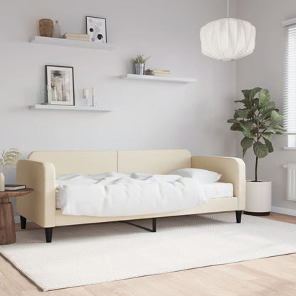 Divano Letto con Materasso Crema 100x200 cm in Tessuto