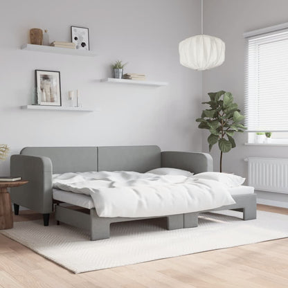 Divano Letto con Letto Estraibile Grigio Chiaro 90x200 Tessuto