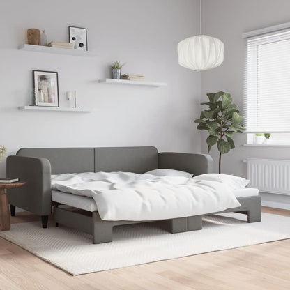 Divano Letto con Letto Estraibile Grigio Scuro 90x190cm Tessuto