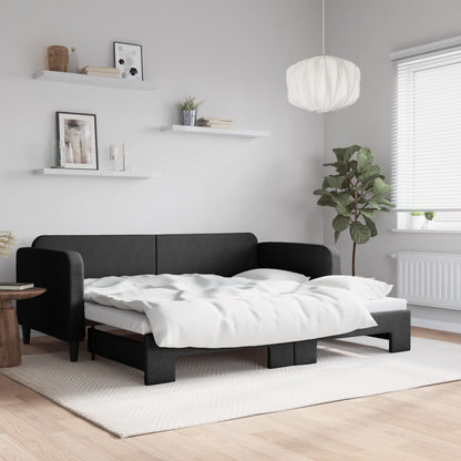 Divano Letto con Letto Estraibile Nero 90x190 cm in Tessuto
