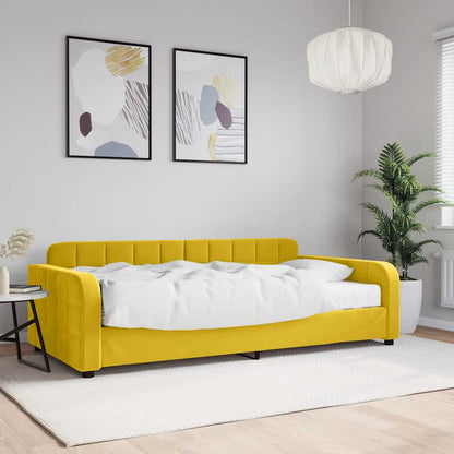 Divano Letto con Materasso Giallo 100x200 cm in Velluto
