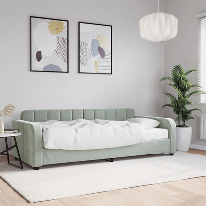 Divano Letto con Materasso Grigio Chiaro 90x190 cm in Velluto