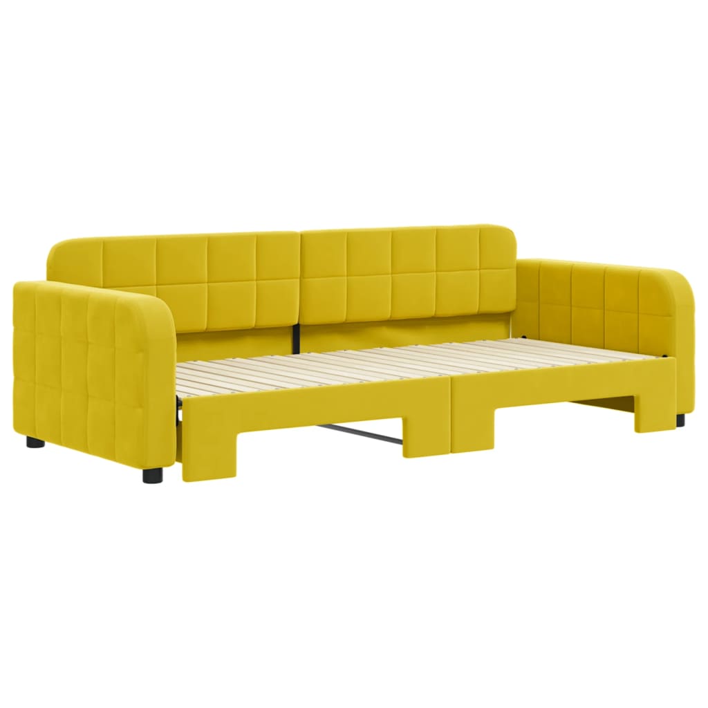 Divano Letto con Letto Estraibile Giallo 90x200 cm in Velluto