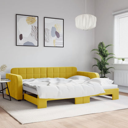 Divano Letto con Letto Estraibile Giallo 90x200 cm in Velluto