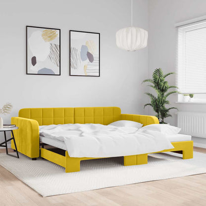 Divano Letto con Letto Estraibile Giallo 100x200 cm in Velluto