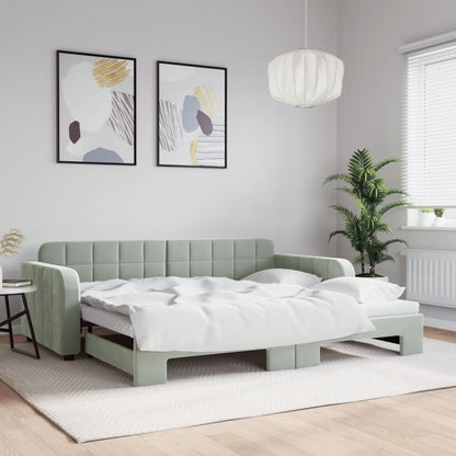 Divano Letto con Letto Estraibile Grigio Chiaro 90x190 Velluto