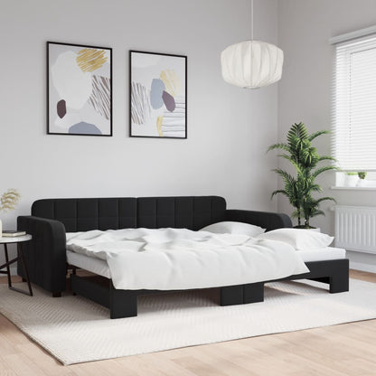 Divano Letto con Letto Estraibile Nero 90x190 cm in Velluto