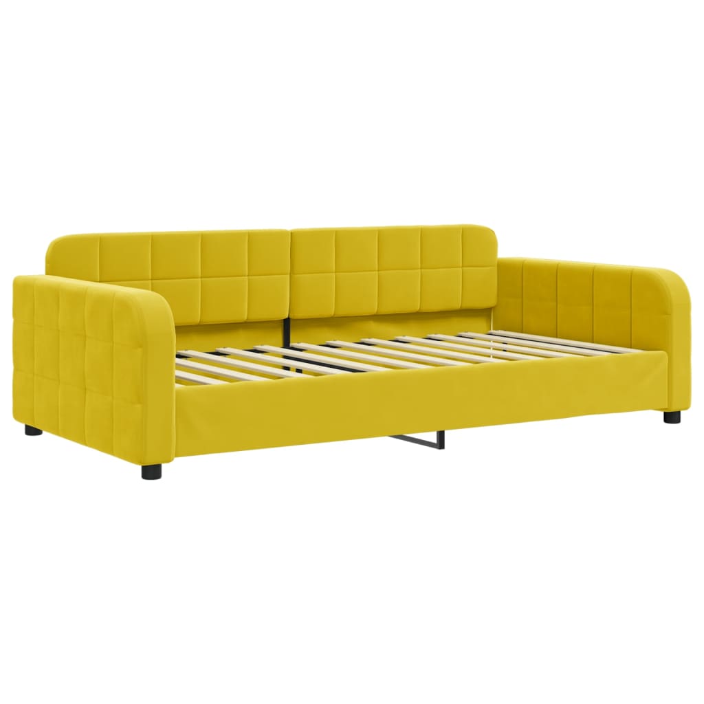 Divano Letto Estraibile con Materassi Giallo 90x200 cm Velluto