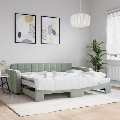 Divano Letto Estraibile Materassi Grigio Chiaro 90x190 Velluto