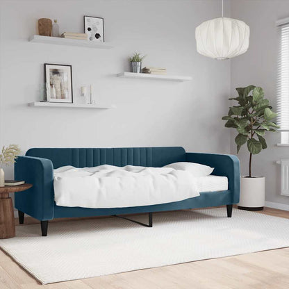 Divano Letto con Materasso Blu 90x200 cm in Velluto