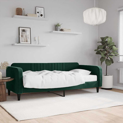 Divano Letto con Materasso Verde Scuro 90x200 cm in Velluto