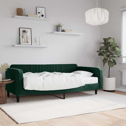 Divano Letto con Materasso Verde Scuro 100x200 cm in Velluto